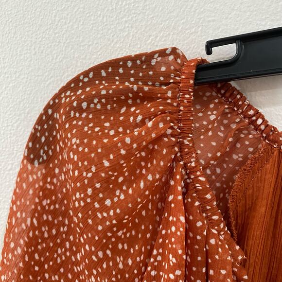 Abercrombie & Fitch Burnt Orange Polka Dot Chiffon Thong Bodysuit Size Small - Picture 7 of 11